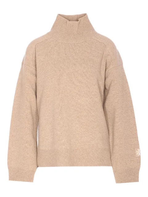 Tory Burch embroidered-logo high-neck sweater Neutrals 171875296