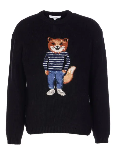Maison Kitsuné dressed fox embroidered sweater Black PM00806KH0002