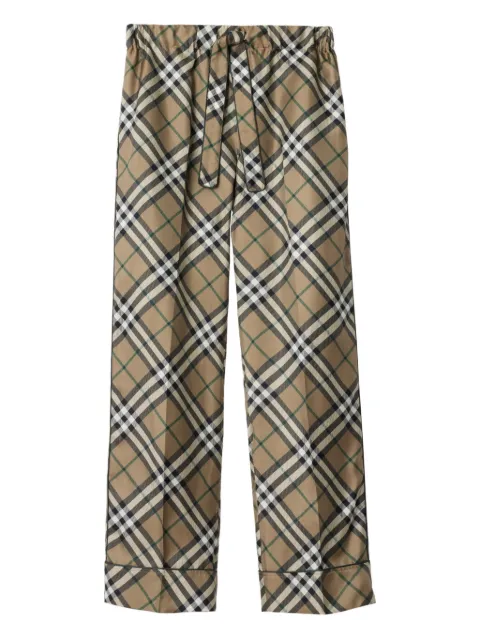 Burberry check silk trousers Neutrals 8117038