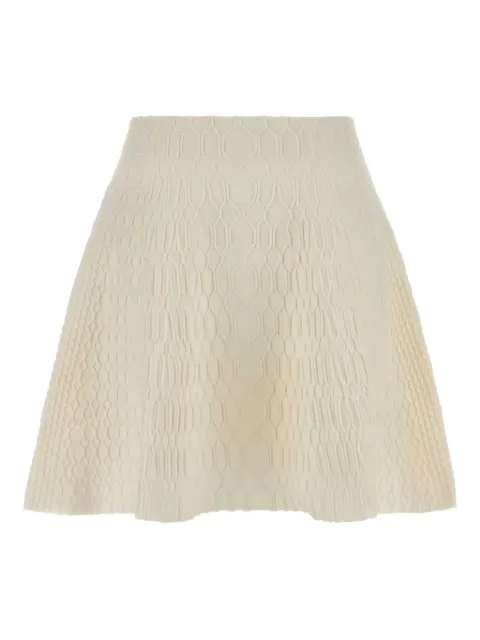 Balmain flared crocodile-knit skirt Neutrals FF0LB923KJ03