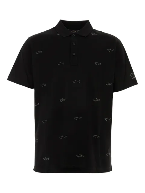 Paul & Shark shark-print polo shirt Black 23411252