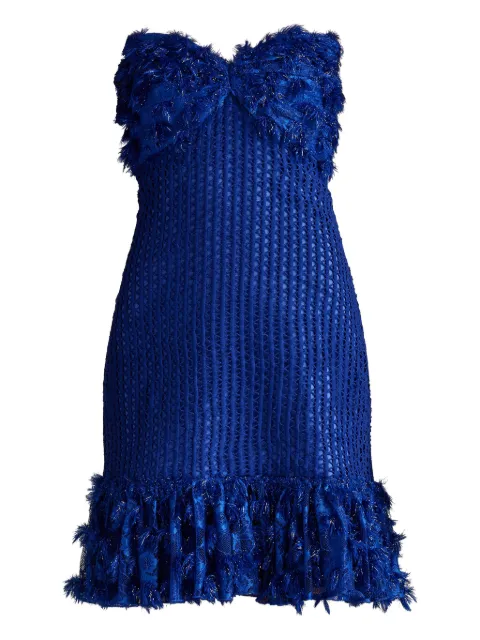 Tadashi Shoji Carmen frayed strapless dress Blue SCHE24619SNENBL