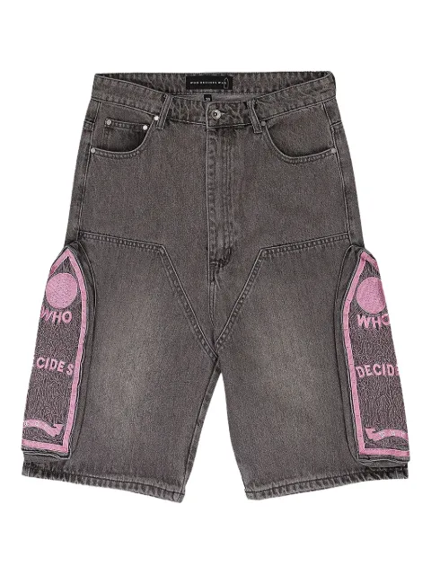 Who Decides War embroidery denim shorts Grey 1120960021SS24