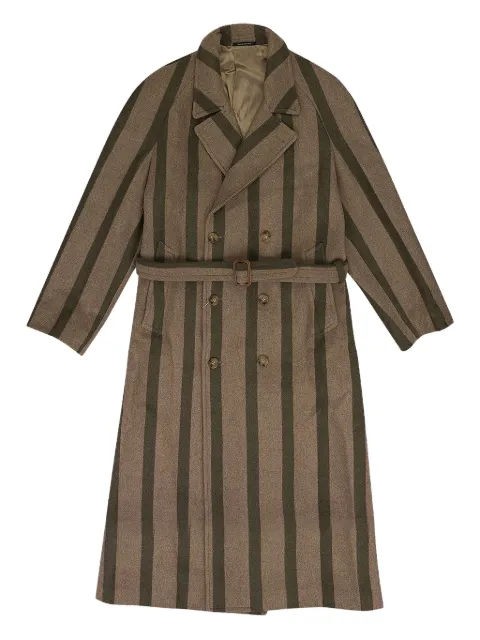 Aimé Leon Dore double-breasted striped wool coat Brown FW23WJ011OLIVESTRIPE