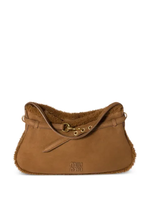 Miu Miu Aventure shearling-trim shoulder bag Brown 5BC181VOOS2IDK