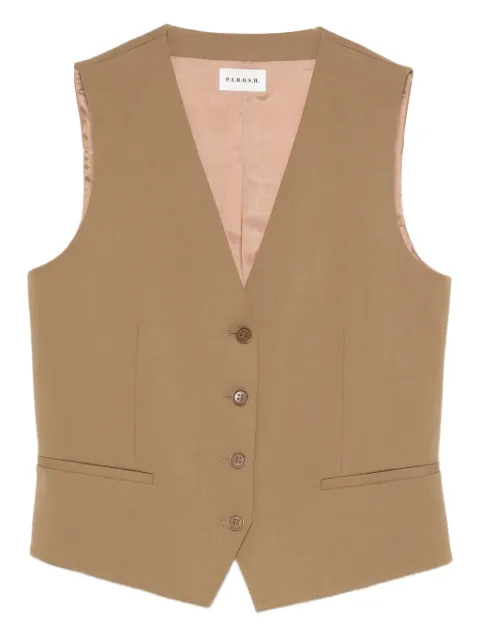 P.A.R.O.S.H. V-neck button-up waistcoat Brown LUWOOLD410034