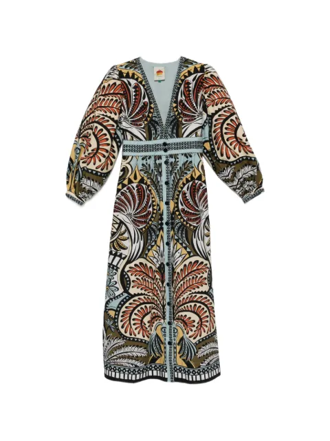 FARM Rio printed V-neck dress Neutrals 344136