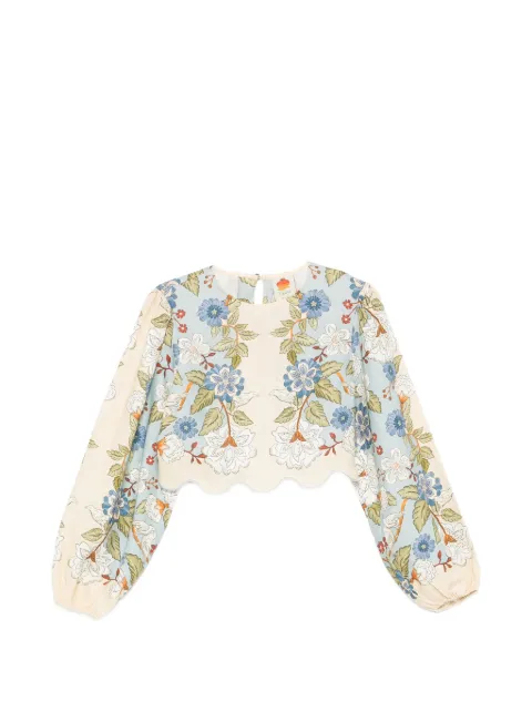 FARM Rio Green Garden linen blouse Neutrals 350502
