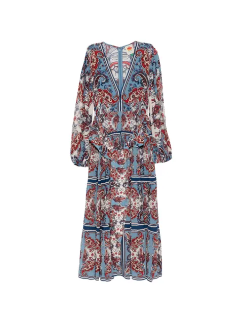 FARM Rio paisley-print tiered maxi dress Blue 344011
