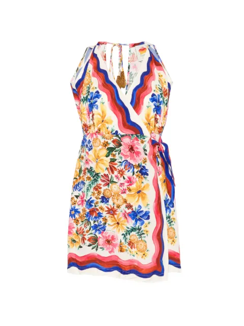 FARM Rio Floraline V-neck wrap mini dress White 345133