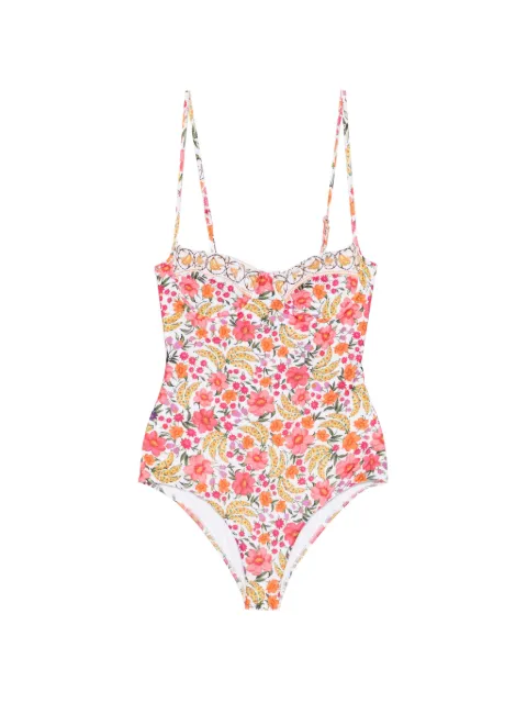 FARM Rio floral-print swimsuit White 351776
