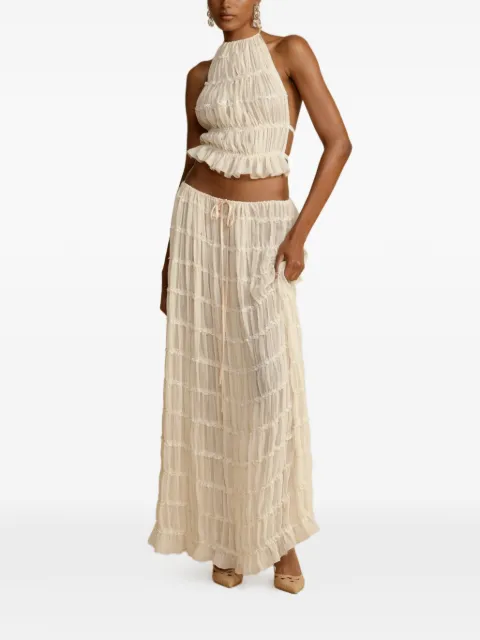 ARCINA ORI Juliette ruched halterneck top Neutrals AO24T003