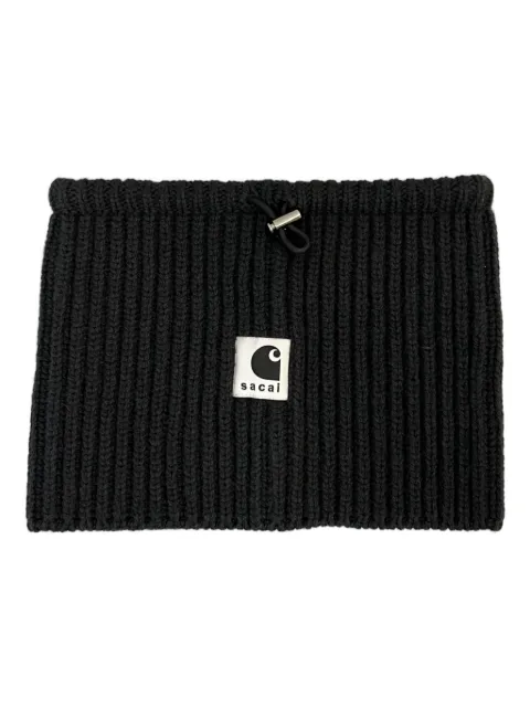 sacai x Carhartt WIP ribbed logo neck warmer Black 2500998S