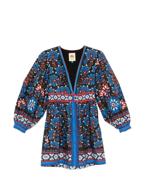 FARM Rio Latina Scarf V-neck mini dress Black 345250