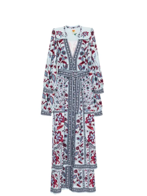 FARM Rio Marcelle floral-print belted midi dress Blue 344002