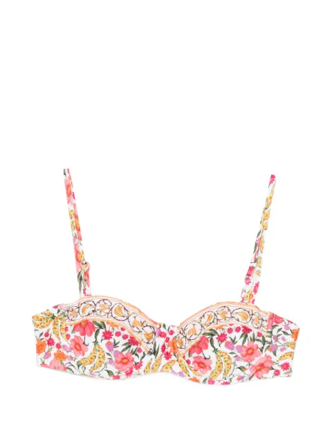 FARM Rio banana-print underwire bikini top White 344694