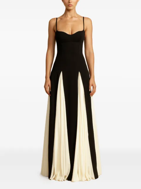 ARCINA ORI Paloma strappy contrast detail maxi dress Black AO24DR019BLKIVORY