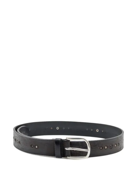 Orciani stud-embellished floral-pattern belt Black U08366BUS