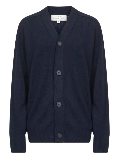 Studio Nicholson Conan V-neck cardigan Blue CONANSNEXTRAFINEMERINONAVY