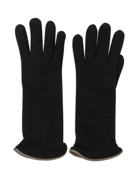 Restelli cuffed cashmere gloves Black 305NERO