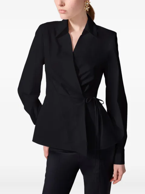 Carolina Herrera tie-waist wrap shirt Black P2511N221SCT