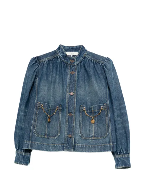 Chloé high-neck gathered jacket Blue CH26SDV09258