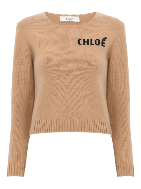 Chloé embroidered-logo sweater Neutrals CH26SMP28560