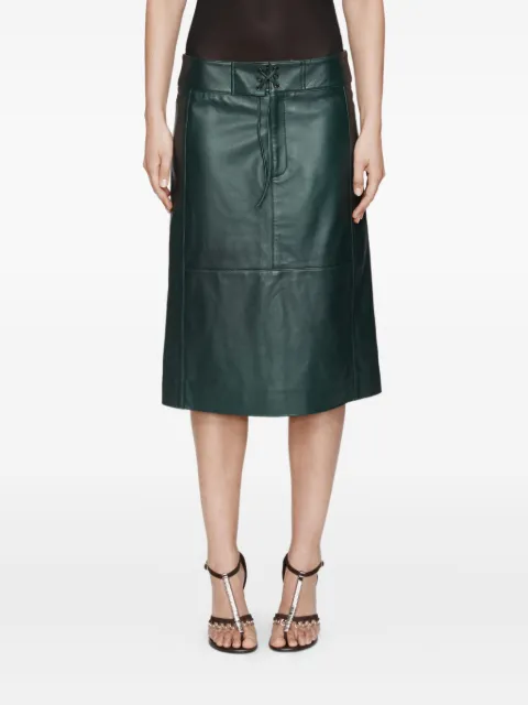 Christopher Esber Eddie panelled leather midi skirt Green 25044107LIQUORICE