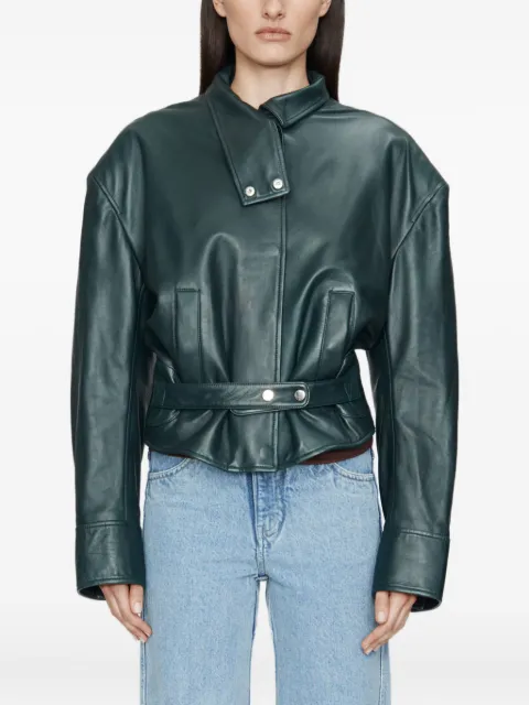 Christopher Esber Eddie belted leather jacket Green 25046106LIQUORICE