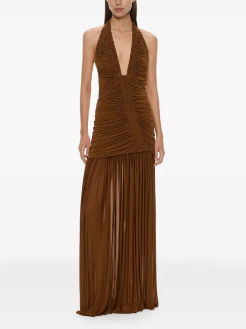 Christopher Esber Orion halterneck ruched gown Brown 24043345RUSSET