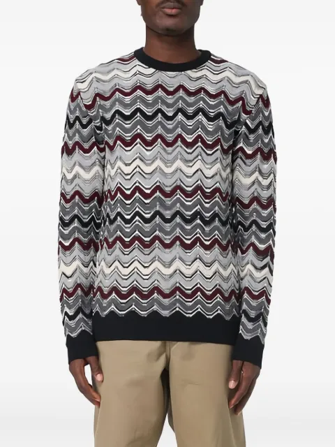 Missoni crew neck sweater with geometric zigzag pattern Grey US25WN0KBK01D0