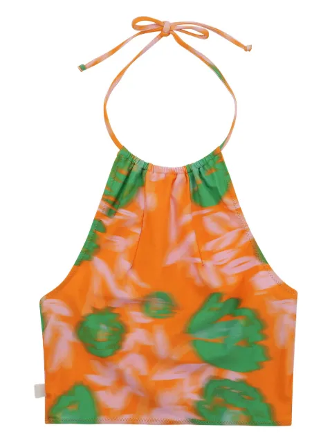 GANNI halterneck printed bikini Orange A4686