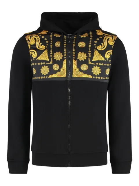 Versace printed zip hoodie Black 10215151A15809