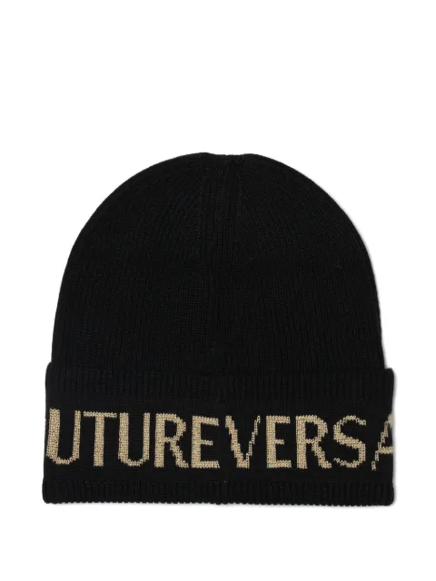 Versace Jeans Couture intarsia-knit logo beanie Black 79YAZK40ZG400G89