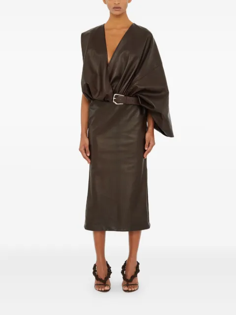 Christopher Esber swaddled belted leather midi dress Brown 25033071ESPRESSO
