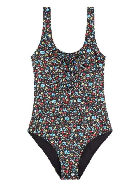 GANNI floral tie swimsuit Black A3898