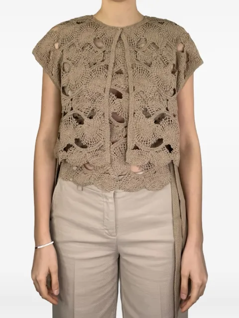 Kangra openwork-knit blouse Neutrals 192034