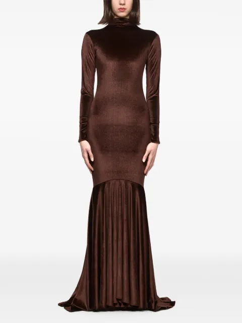 Atu Body Couture velvet-finish maxi dress Brown AT24062