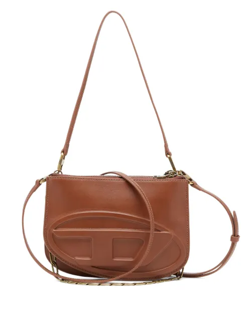 Diesel 1DR Twin embossed zipped shoulder bag Brown X10330P8765