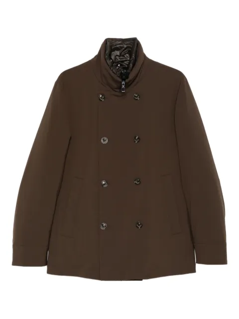 Montecore high-neck double-breasted coat Brown F09MUCX52118532