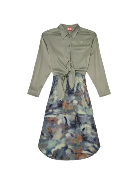 Diesel satin midi dress with knotted top Green A212230DMBN