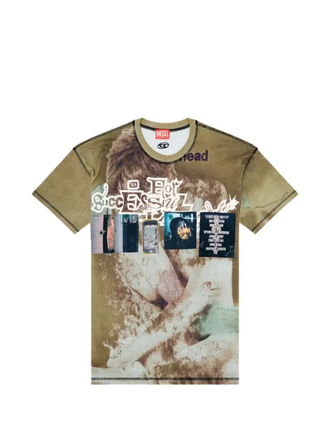 Diesel relaxed T-shirt with all-over prints and patches Green A199760EPCD