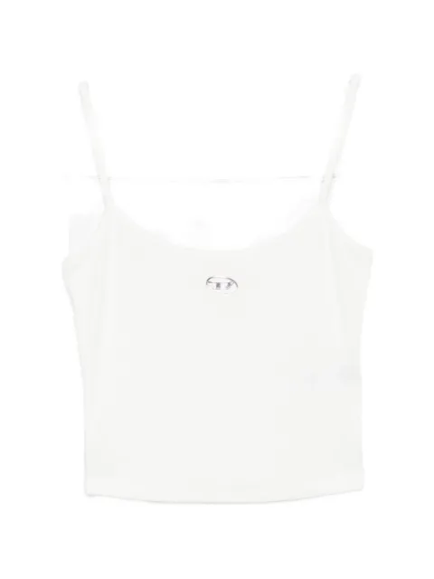 Diesel logo-plaque ribbed-knit top White A199110JMBA
