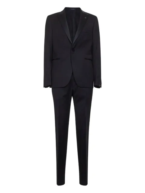 Tagliatore satin-peak lapels suit Blue SFBR15A01LIS060001B5013