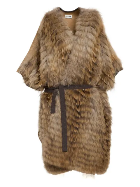P.A.R.O.S.H. faux-fur belted coat Brown LEAK25D480521