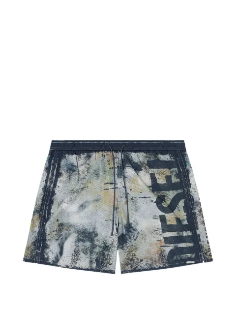 Diesel swim shorts with distressed print and maxi logo Grey A205420GFBH