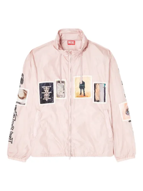 Diesel J-Claus-A-Gsbr graphic-patch bomber jacket Pink A203000GSBR
