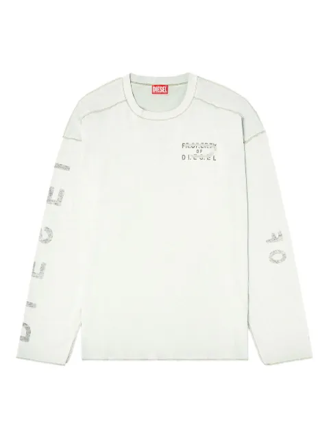 Diesel relaxed long-sleeve T-shirt with printed sleeves Neutrals A202300QMBT
