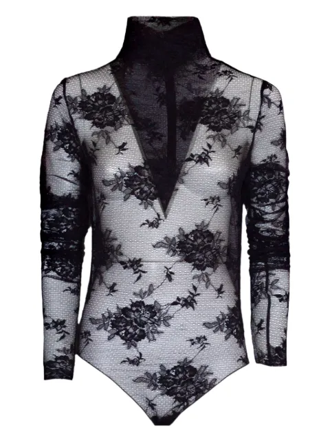 THE ANDAMANE floral-embroidered bodysuit Black TM180736ATJC082999