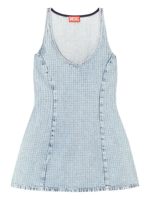 Diesel short dress in houndstooth denim with crystals Blue A202600ADCH